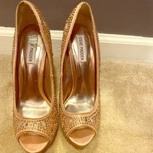 Steve Madden Rose Gold Rhinestone Stilettos 9.5